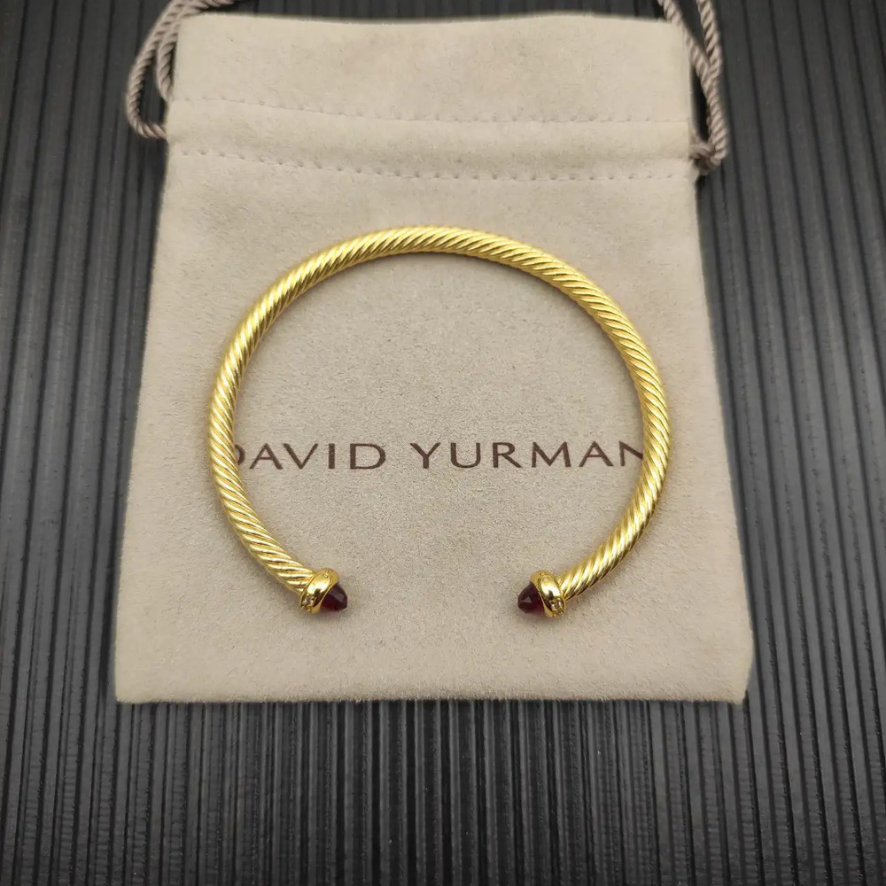 David Yurman 4mm Gold Bracelet with Red Diamonds